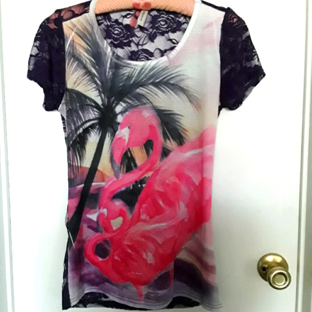 Flamingo lace top